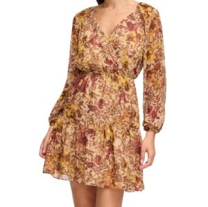 Guess Women's Floral Surplice Mini Dress - Khaki Multi - Size 6